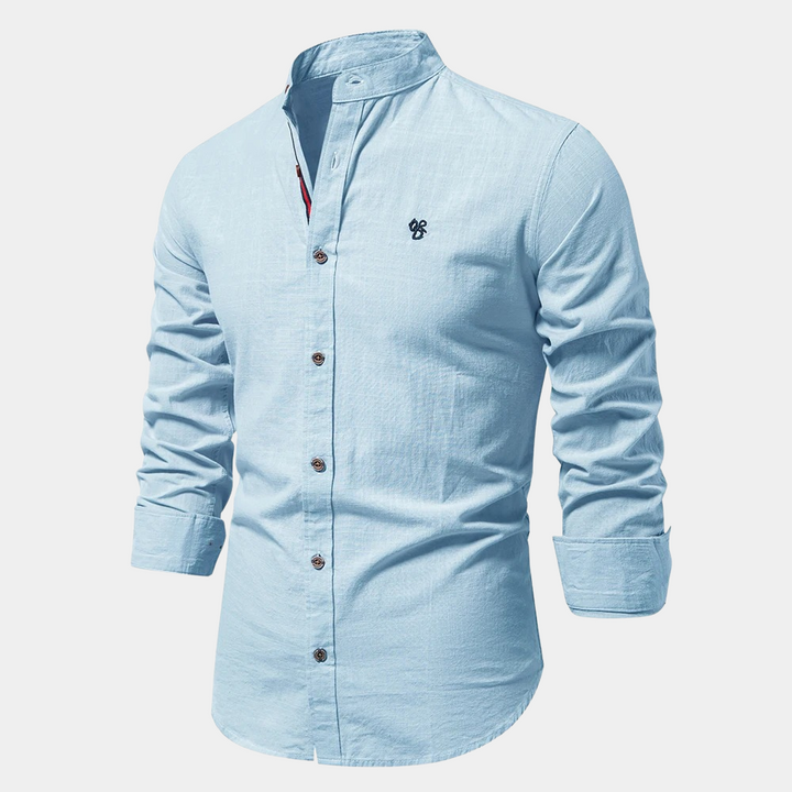 Achterkant van het Hoymans heren casual overhemd. Comfortabel, met lange mouwen voor een veelzijdige zomerstijl.