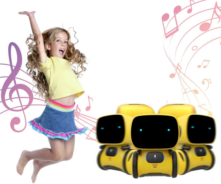 Speelgoedrobot die praat, zingt en danst, ontworpen voor interactief speelplezier en creatieve ontwikkeling.