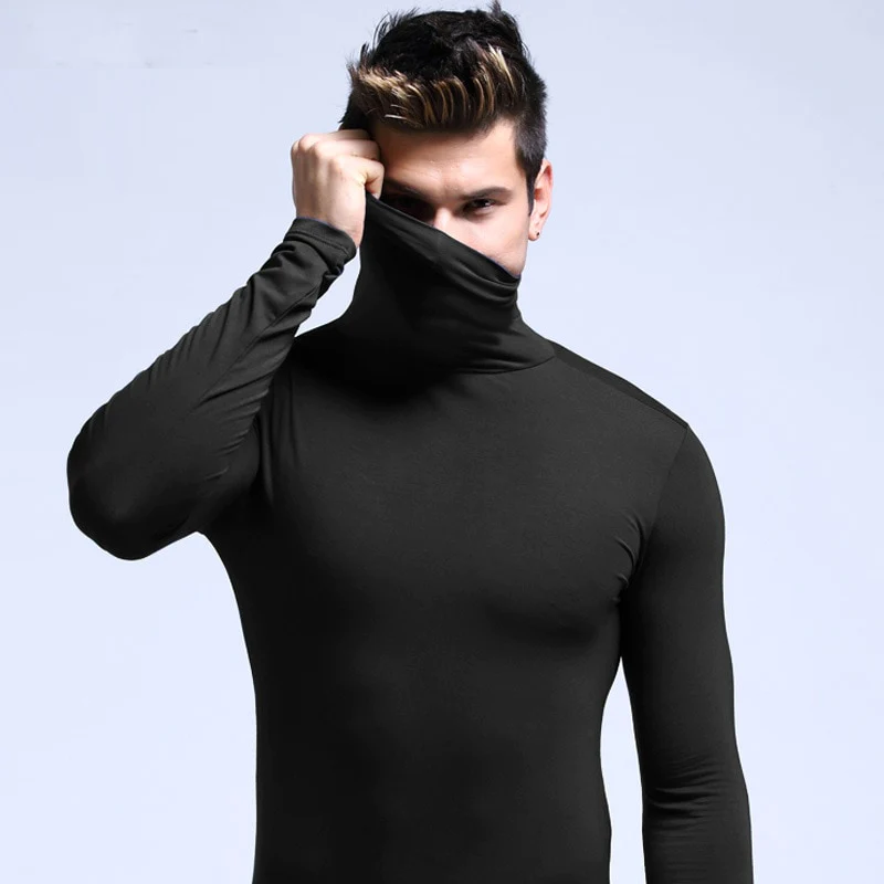 Warm heren thermo sportondershirt met lange kraag, perfecte basislaag voor wintersport en winterkleding.