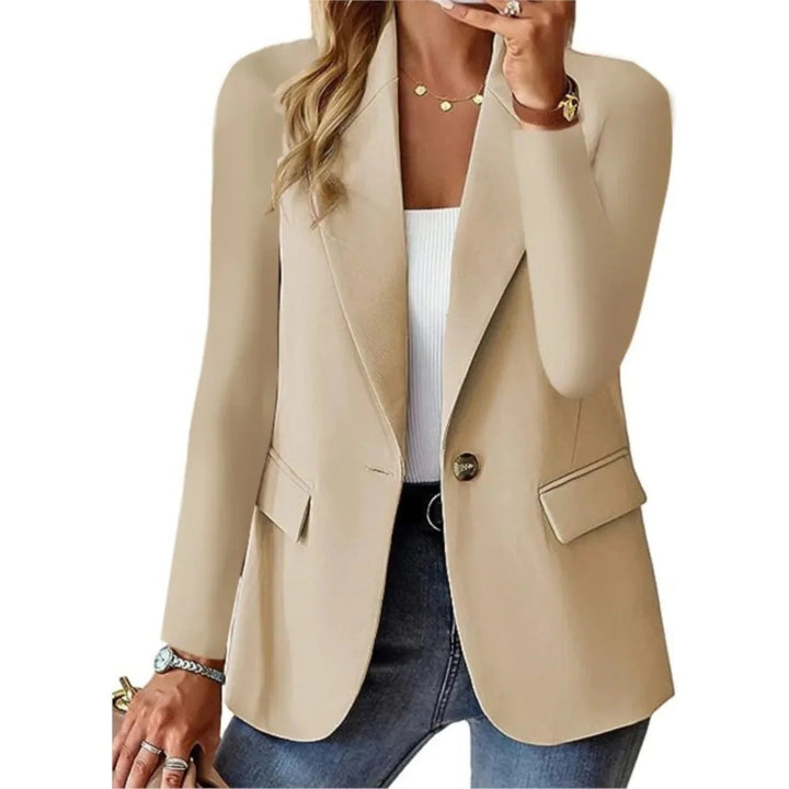 Dames blazer met modieuze lange mouwen, perfect voor een stijlvolle en comfortabele look in elke setting. Veelzijdige kleding.
