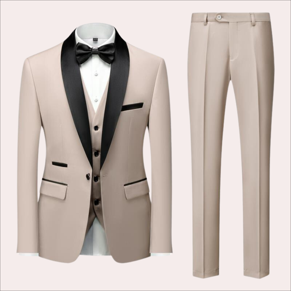 Heren klassiek zakelijk pak 3-delig slim fit; perfect voor formeel evenement, trouw of avondkleding.