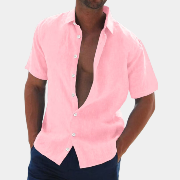 Luchtig zomerhemd voor mannen, korte mouwen en linnen voor maximaal comfort. Stijlvol en modieus.