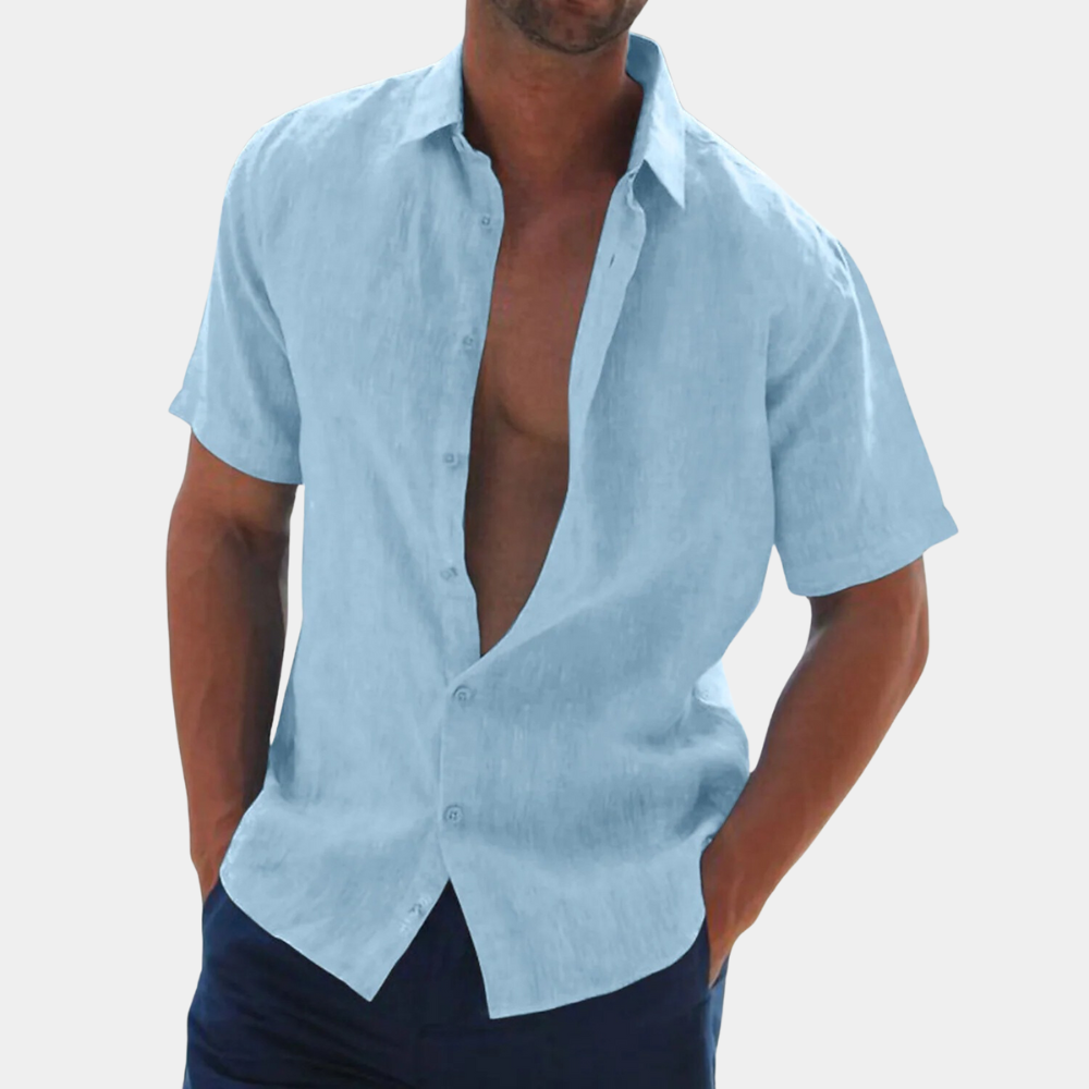 Dax linnen herenhemd, korte mouwen, perfect als casual zomer overhemd. Comfortabel en modieus voor mannen.