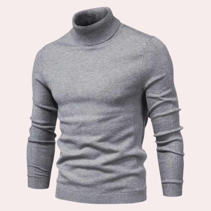 Modieuze slim fit coltrui voor heren, benadrukt een stijlvolle look. Ideaal voor herenmode laagjes.