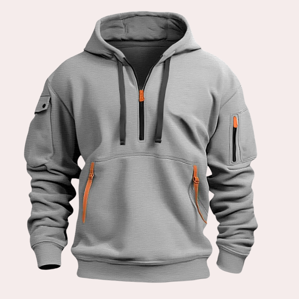 Comfortabele heren capuchon hoodie met halve rits, zacht sweatshirt perfect als casual kleding en voor sportieve activiteiten.