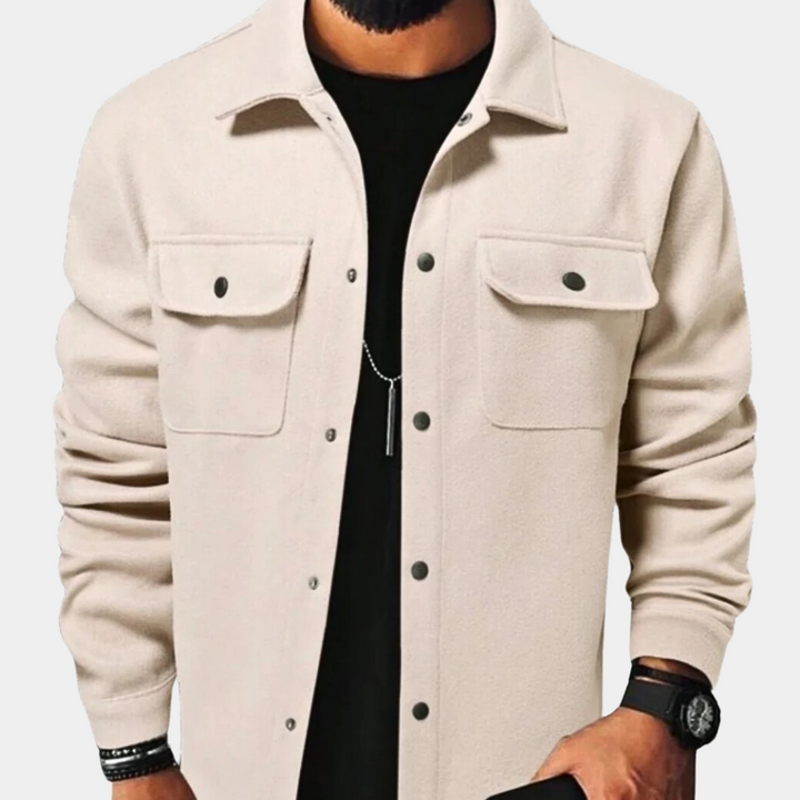 Comfortabele Hoymans heren button-down jas, veelzijdig voor casual en smart casual. Ideale polyester herfstjas, stijlvolle bovenkleding.