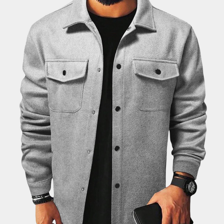 Stijlvolle Hoymans herenjas van comfortabel polyester, regular fit. Perfecte casual button-down bovenkleding voor herfst en winter.