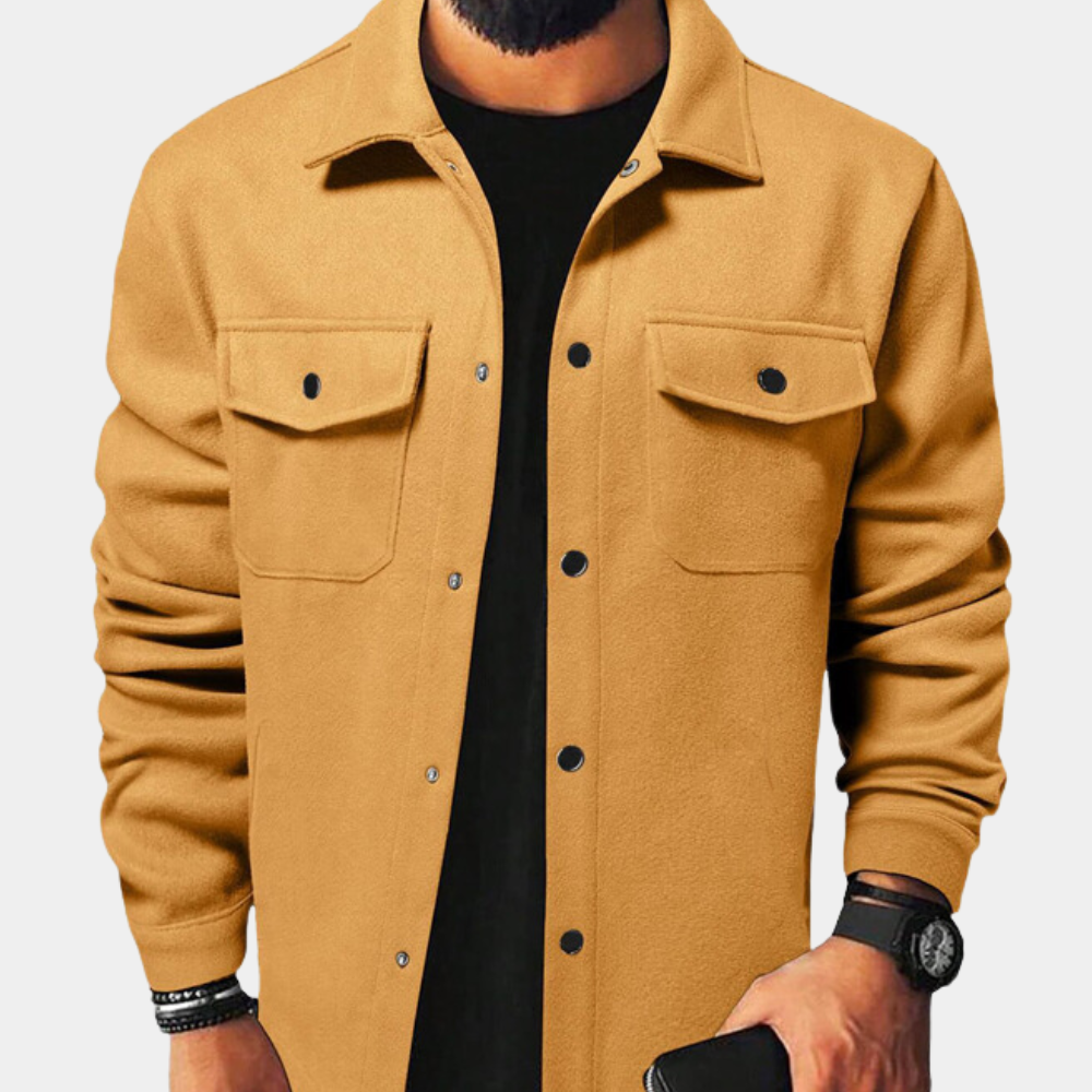 Modieuze Hoymans heren button-down jas met stijlvolle knoopsluiting. Comfortabele polyester winterjas, perfect voor een alledaagse look.