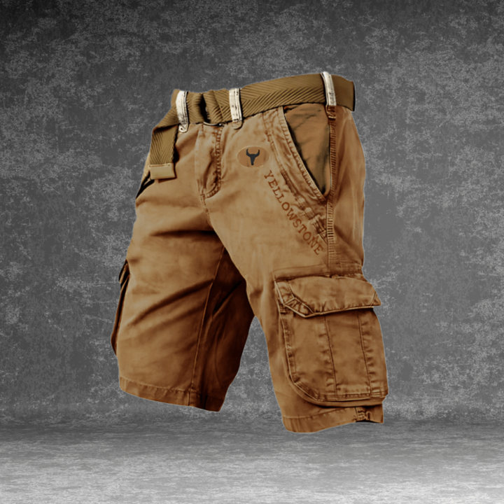 Marineblauwe heren cargo shorts, comfortabel en functioneel, ideaal voor strand en stad in de zomer.