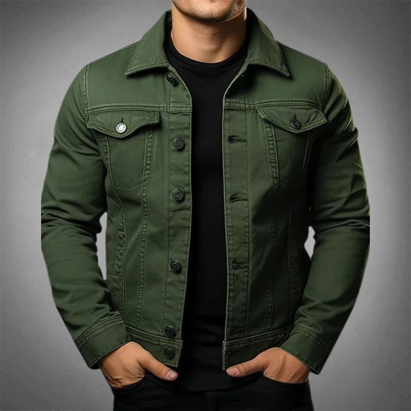 Close-up van het stijlvolle heren jack; een moderne en comfortabele keuze voor casual en dagelijkse mode.