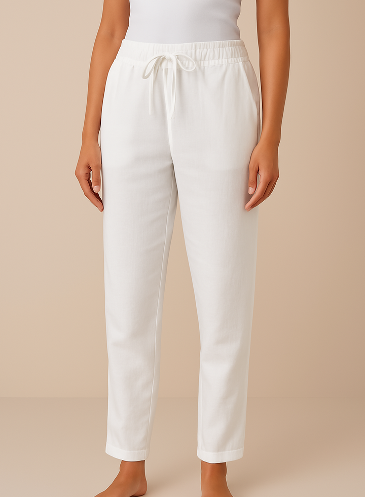 Hoymans dames linnenblend broek, stijlvol en comfortabel, perfect voor de zomer.