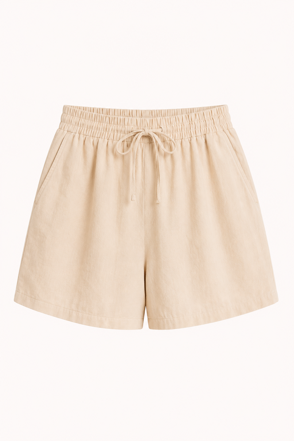 Lichtroze dames short, casual en comfortabel met elastische tailleband en trekkoord.