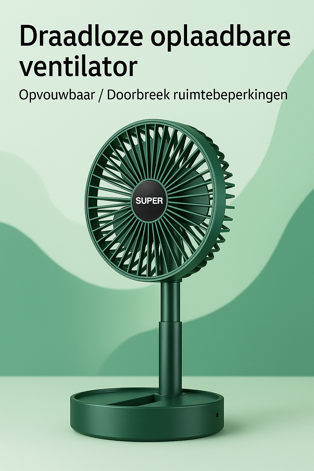 Draagbare opvouwbare USB-tafelventilator met krachtige luchtstroom voor optimale koeling op bureau of tafel.
