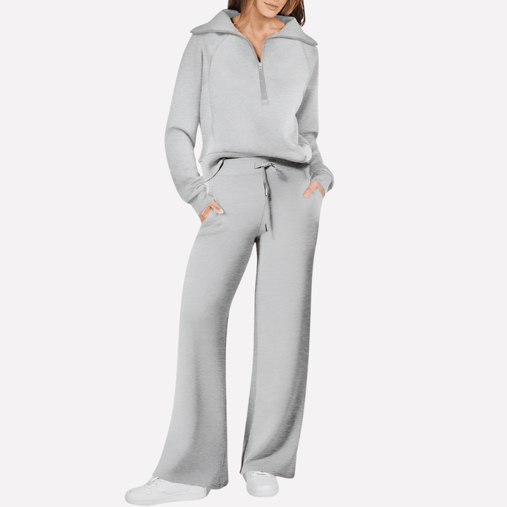Zachte gebreide dames lounge set, tweedelig pak voor comfort thuis, stijlvolle casual mode voor ontspanning.