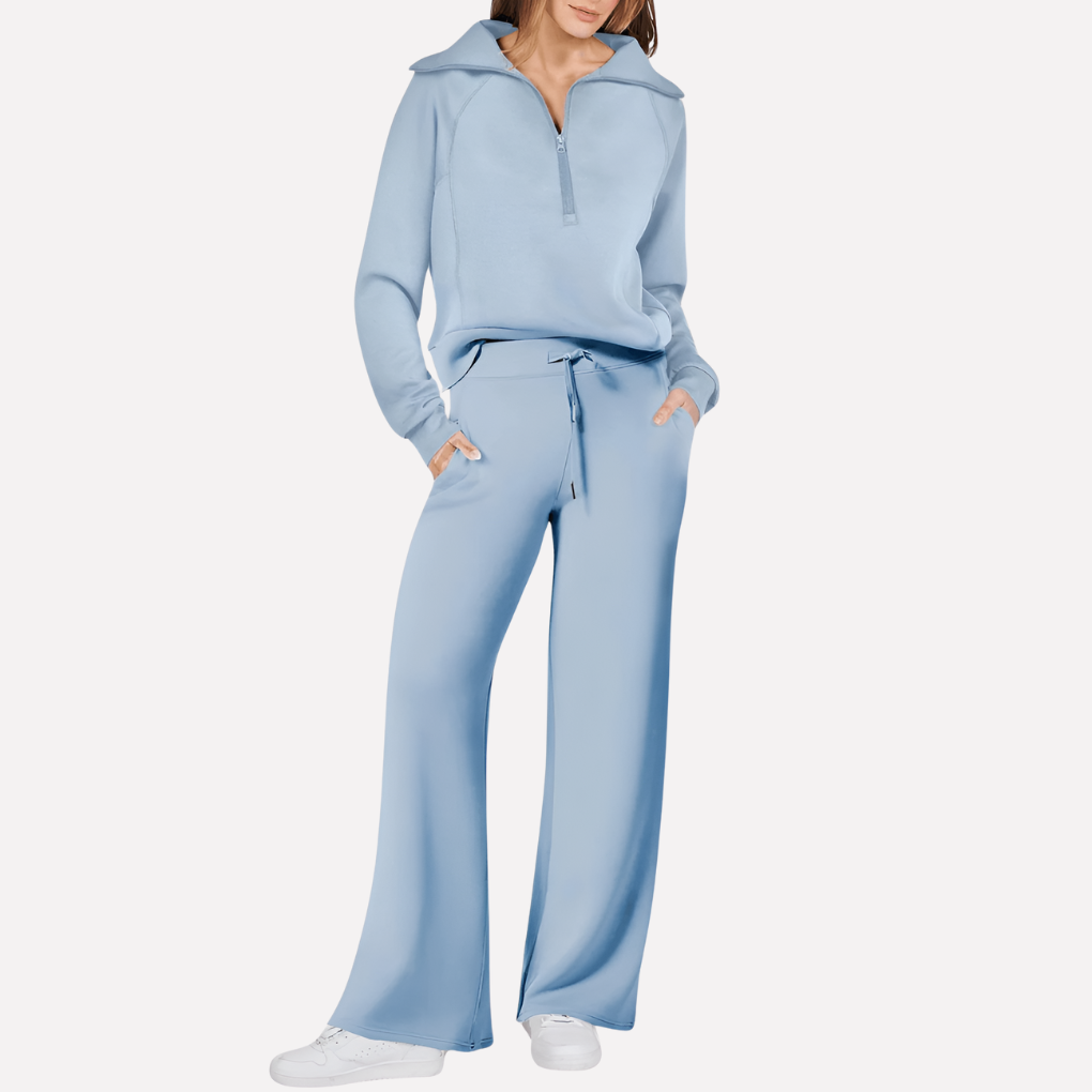 Comfortabele dames lounge set, zacht tweedelig pak ideaal voor thuis, gebreid voor ontspanning en vrije tijd.