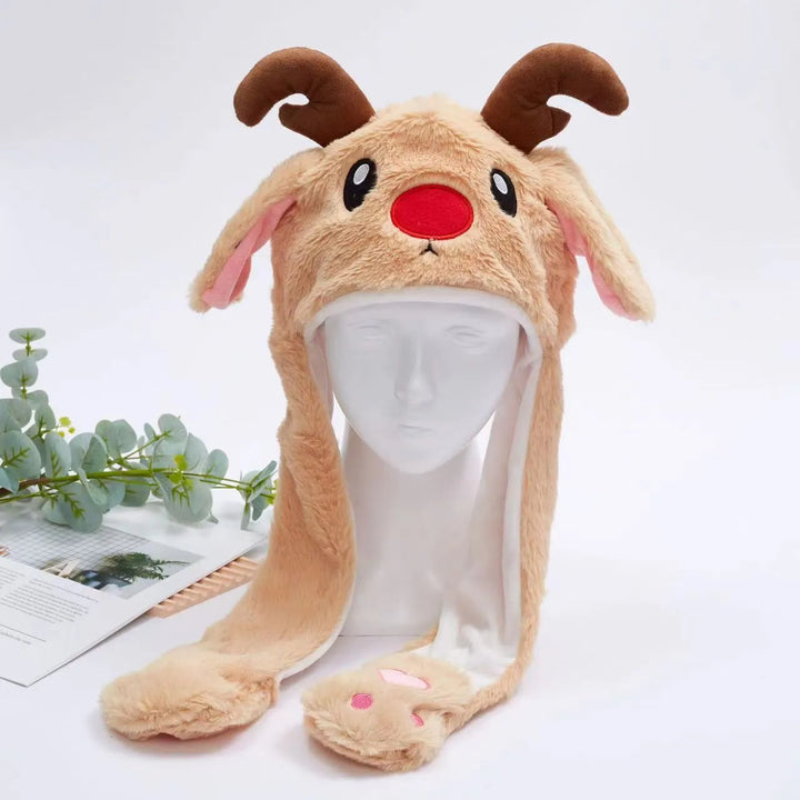 Schattige konijnenmuts met beweegbare oren, een must-have voor winterplezier.