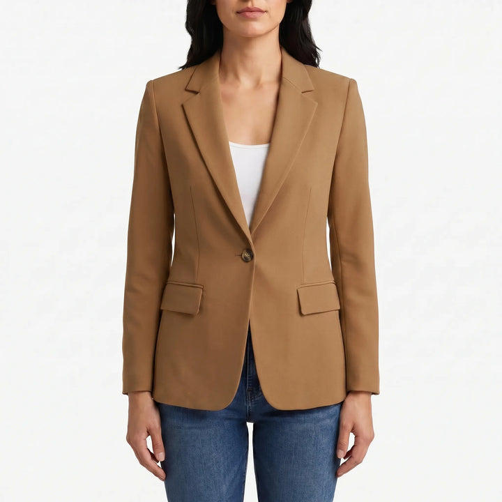 Tijdloze getailleerde damesblazer met één knoop; een must-have voor elke elegante vrouwen garderobe.