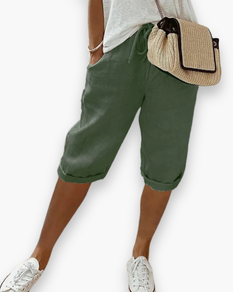 Losvallende dames korte broek met elastische taille, ademend en perfect voor de zomer.