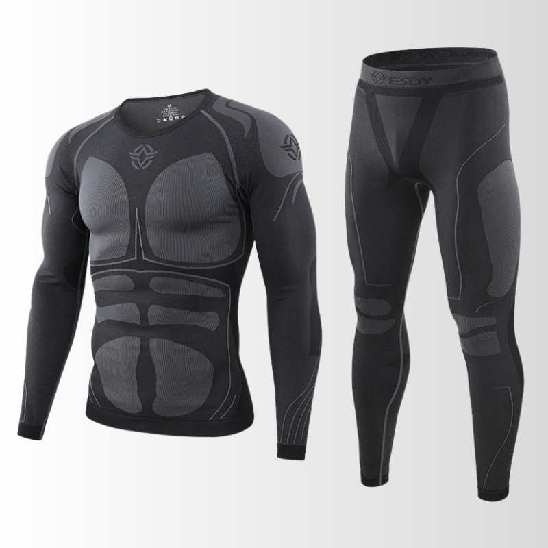 Ademende thermische onderkleding set voor heren, ideaal voor wintersport, skiën of outdoor avonturen.