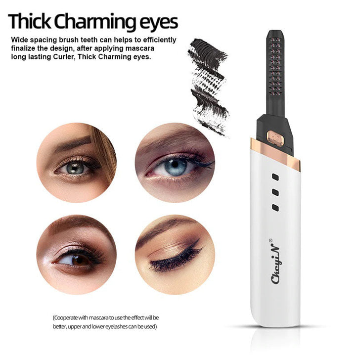 Innovatieve elektrische wimpertang voor dames; zorgt voor duurzame, gekrulde wimpers.