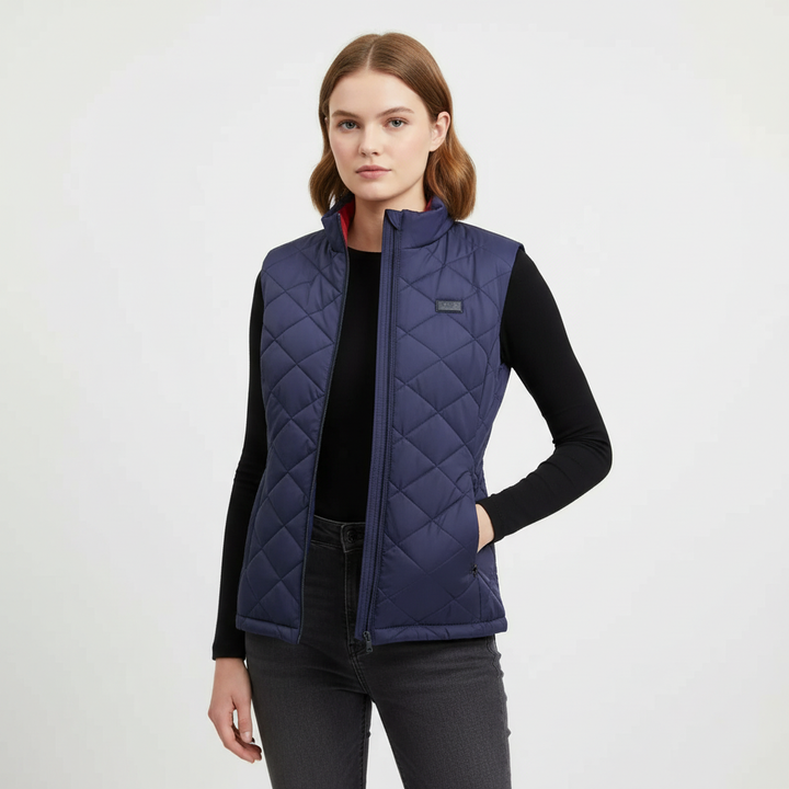 Verwarmd dames thermovest 'Amber' ideaal voor buitensport, met negen warmtezones en laagjes kleding.