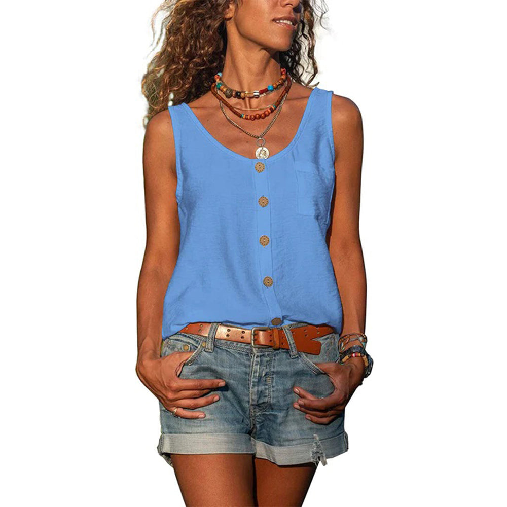 Elegante mouwloze blouse voor dames, stijlvolle zomerkleding, verkrijgbaar in diverse kleuren.