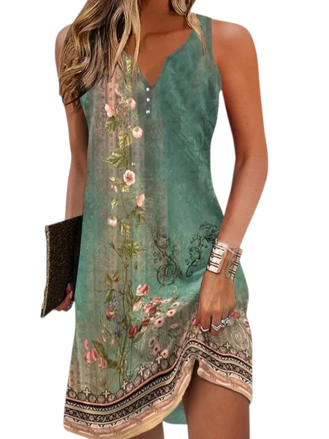 Dames mouwloze minijurk met speelse print, ideaal voor de zomer. Comfortabel en trendy.