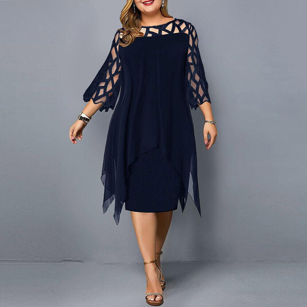 Comfortabele plus size oversized midi jurk voor dames. Losse pasvorm, ideaal voor elk figuur.