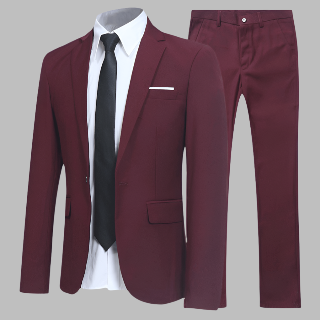 Formeel damespak met chic colbert en comfortabele pantalon. Ideaal voor een professionele kantooroutfit.