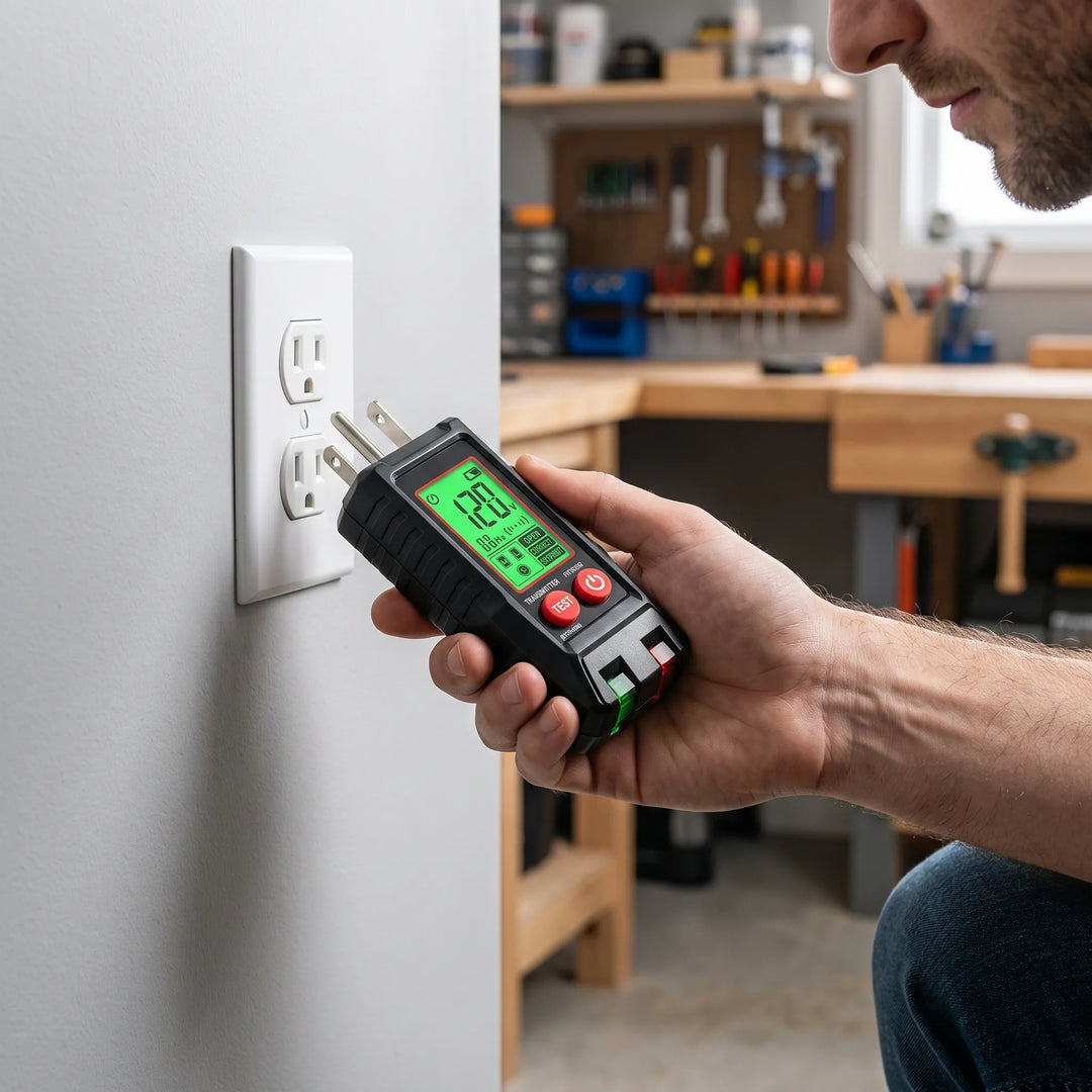Digitale bedradingstester met zekeringzoeker voor veilige elektra-diagnose in huishoudens, essentieel gereedschap.