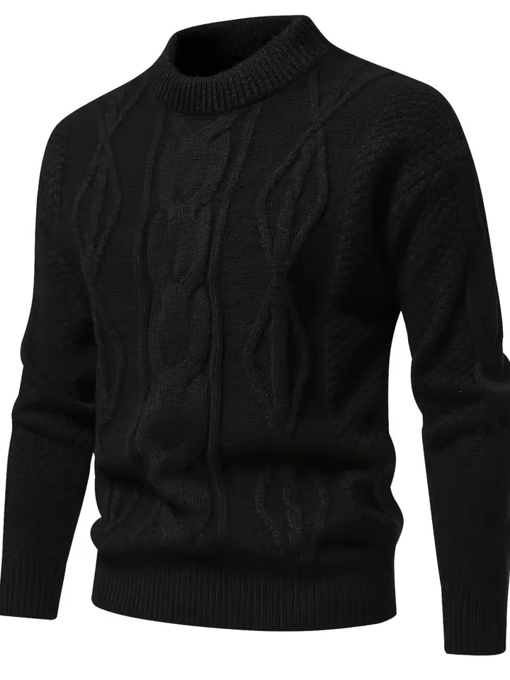 Heren gebreide trui met jacquard patroon, comfortabel, crew-neck, ideaal voor herfst/winter.