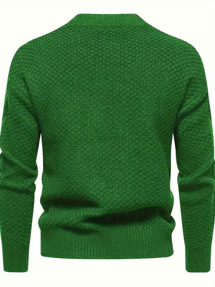 Casual heren trui, gebreid met jacquard patroon, ronde hals, warme en modieuze herfst/winter.