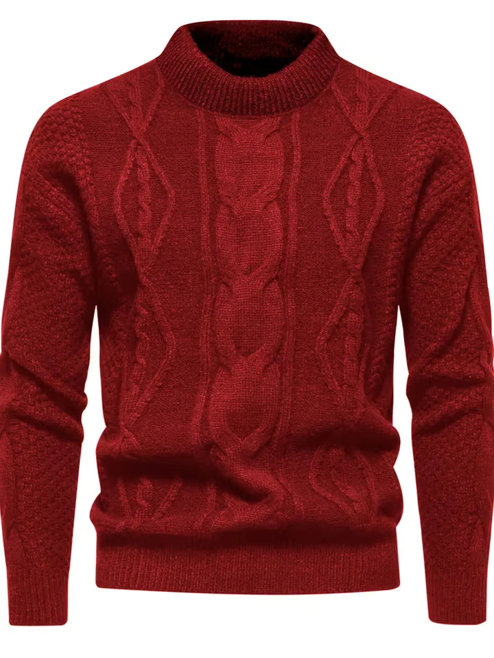 Heren warme trui, gebreid met prachtig jacquard patroon, crew-neck, casual en comfortabel.