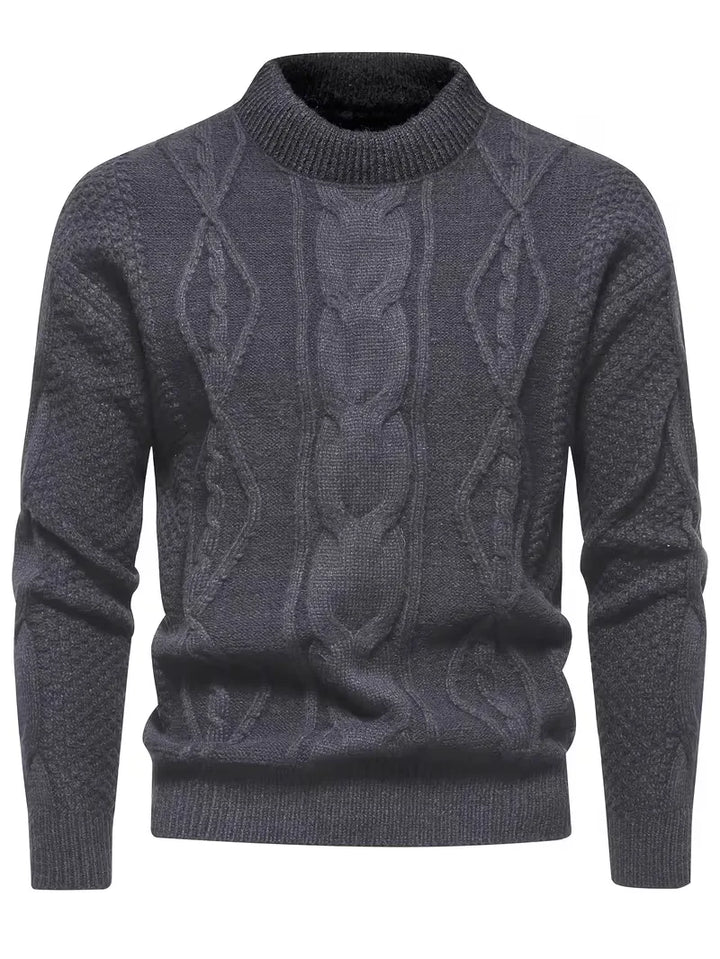 Modieuze heren trui, jacquard gebreid, crew-neck, ideaal voor herfst en winter, warme kleding.