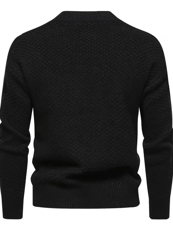 Casual heren trui, warme gebreide crew-neck met stijlvol jacquard design, lange mouw.