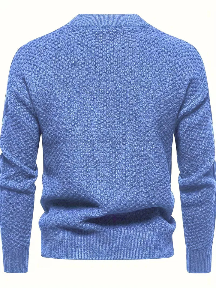 Heren winterse trui, gebreid jacquard, crew-neck, lange mouw, comfortabele pasvorm, casual.