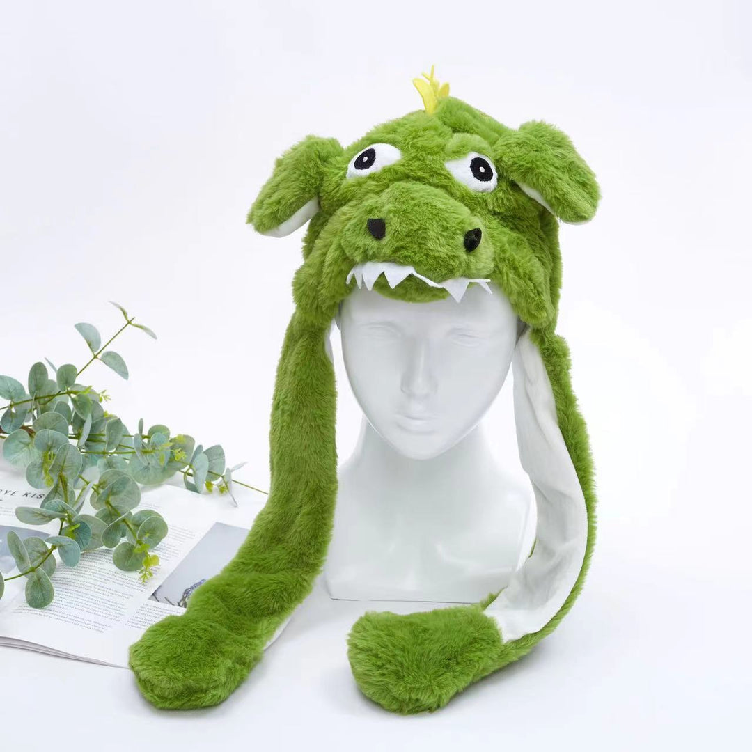 Kattenmuts met bewegende oren, unisex, pluizig en warm, voor feestjes of thuis.
