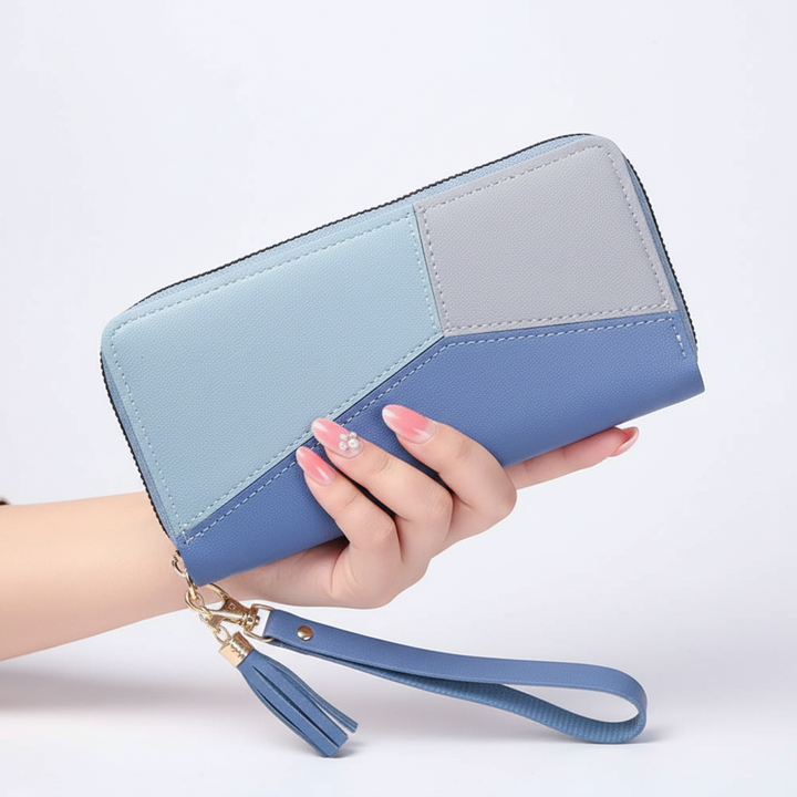 Moderne PU leren lange damesportemonnee met elegant geometrisch patroon. Comfortabele accessoire voor dagelijks gebruik.