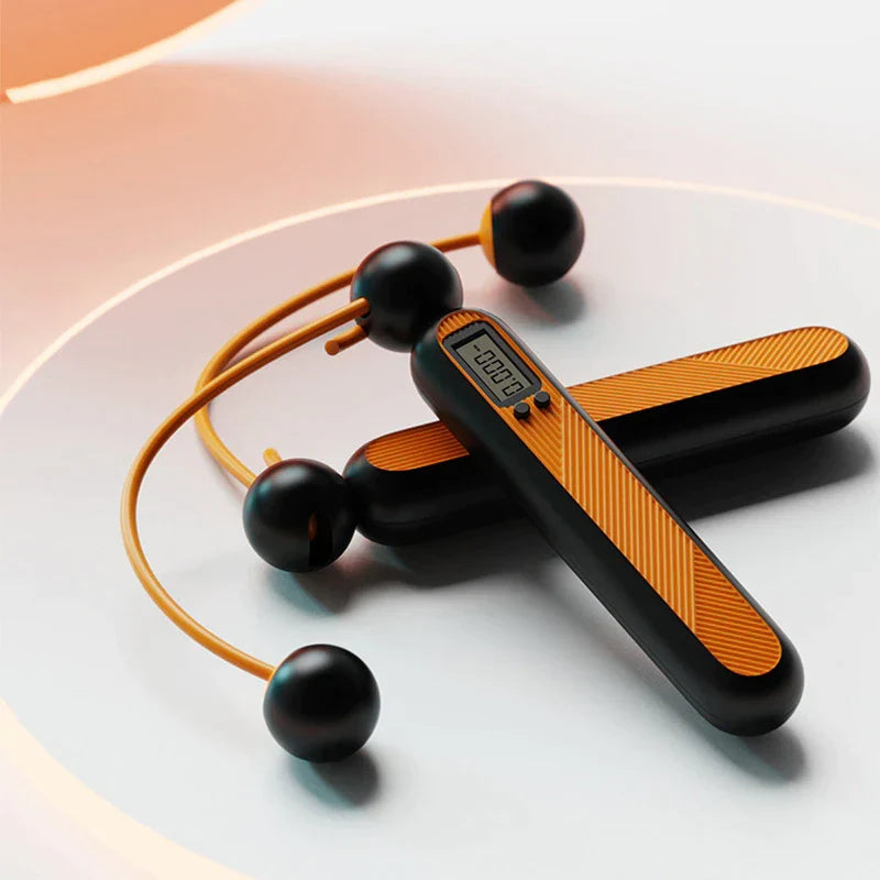Ergonomisch draadloos springtouw met comfortabele grip voor lange fitness workouts en training.