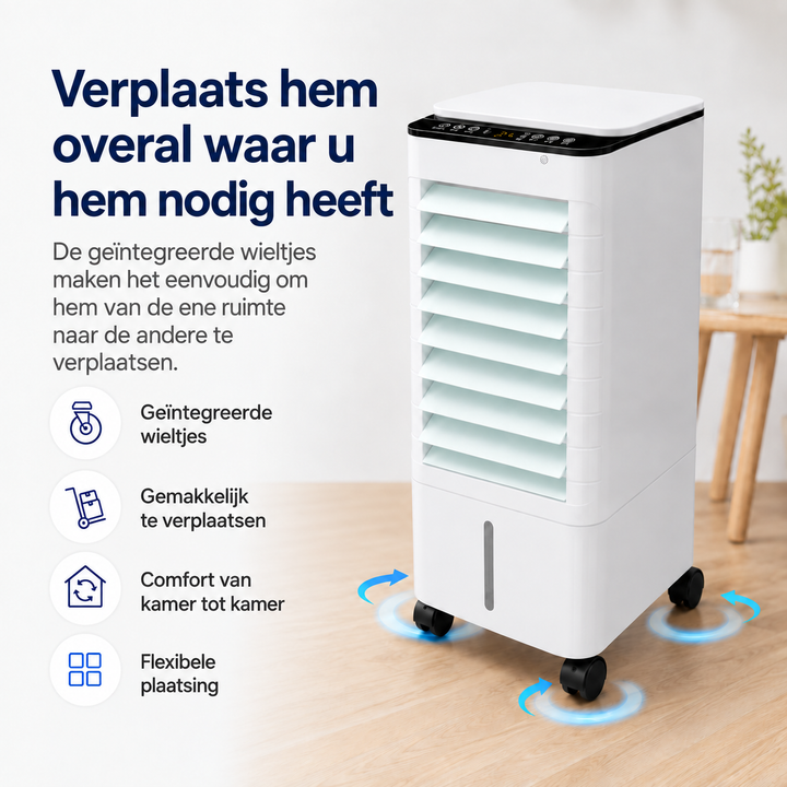 Stille ventilator en verdampingskoeler: comfortabele verkoeling zonder storend geluid.