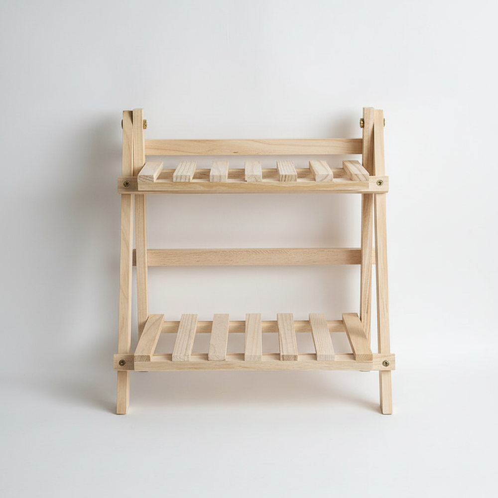 Witte houten bureau organizer met meerdere vakken, geschikt voor cosmetica, boeken en kantoorbenodigdheden.