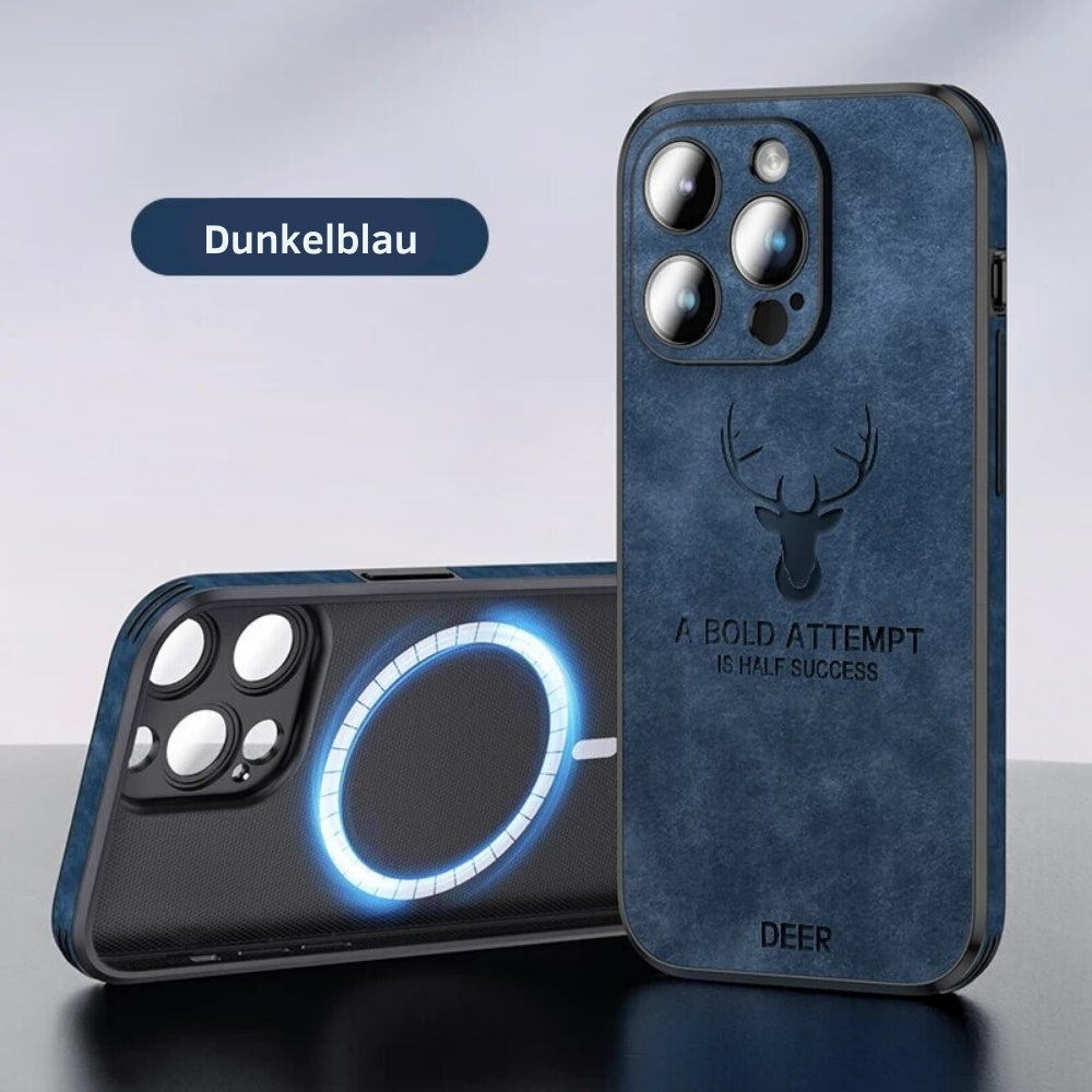 Luxe lederen iPhone cover met elegante uitstraling en robuuste bescherming.