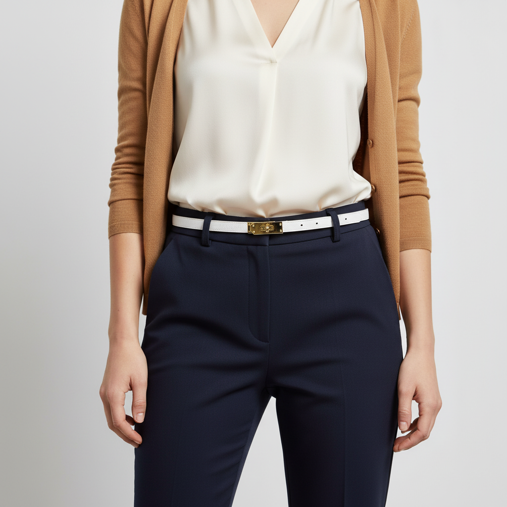 Dunne verstelbare dames ceintuur voor de taille. Elegant en slank mode accessoire met gesp.