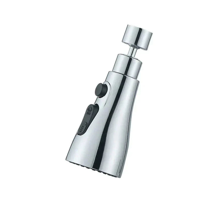 Waterbesparende sproeikop kraanadapter, 360° draaibaar voor optimale flexibiliteit in keuken en badkamer.