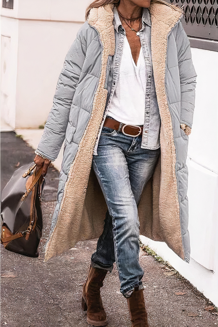 Moderne dames winterparka Nova, dubbelzijdig design. Stijlvolle pasvorm, warm en comfortabel met teddy voering.