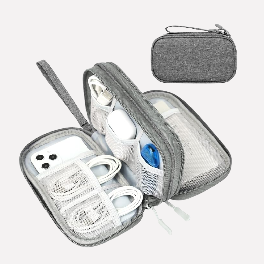 Universele gadget organizer, geschikt voor diverse reisbenodigdheden en elektronische accessoires.