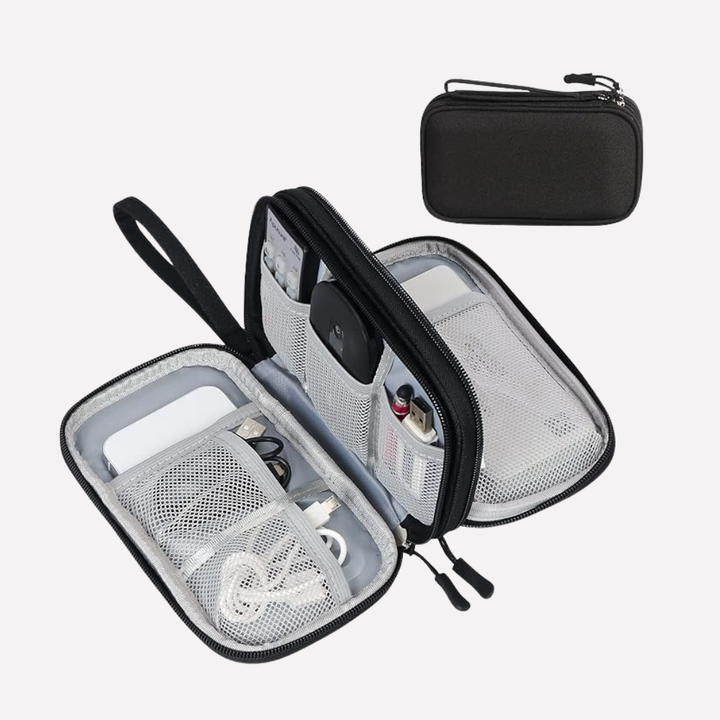 Universele reis tech organizer tas voor het netjes opbergen van kabels, opladers en gadgets.