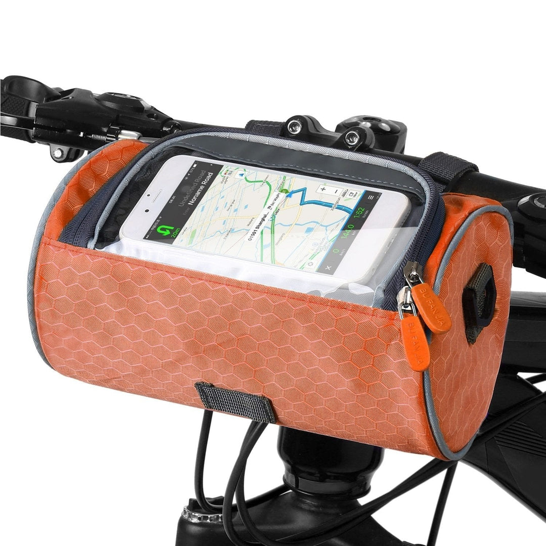 Fietstas met veilige telefoonhouder en touchscreen. Geschikt voor navigatie; unisex design voor elke fietser.