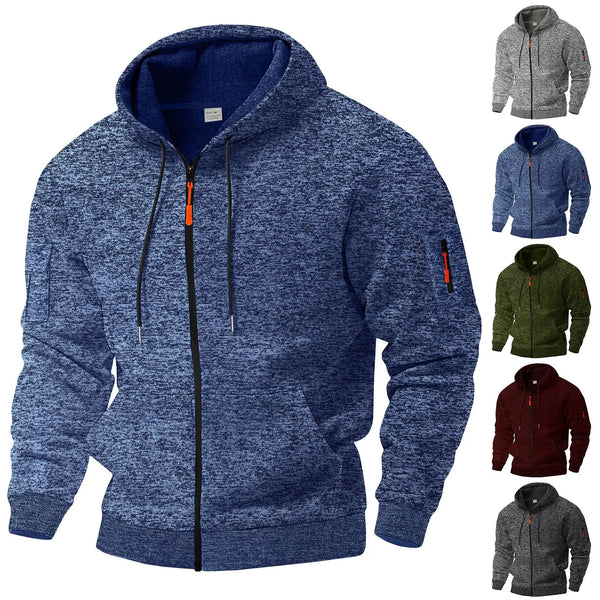 Moderne heren fleece jas met capuchon, een zacht en warm vest voor elk seizoen.