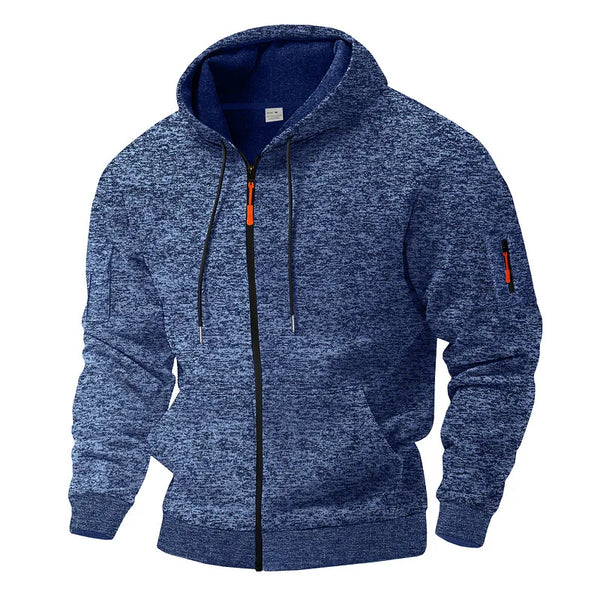Warm en comfortabele heren fleece jas met capuchon, ideaal voor casual en outdoor gebruik.